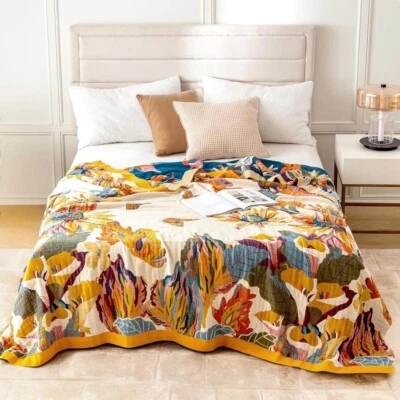 NEW Anthropologie Boho Knit Floral Throw Blanket Bedspread Bedding Quilt 60 x 80 - Image 1 of 4