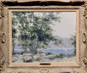 Andre Gisson - Mujeres al aire libre en un delicioso paisaje de verano - pintura al óleo - Imagen 1 de 8