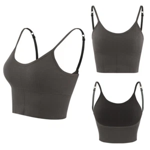 Women Seamless Bralette Low Back Bra Wirefree Padded Sport Longline Backless Top - Picture 1 of 28
