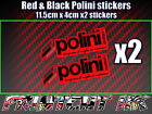 2x Polini Red & Black Decals Stickers, Gilera, Vespa, Italjet, Sym, Speedfight,