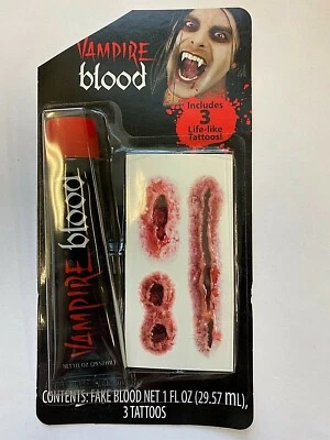 Halloween Vampire Blood / Temporary Fake Scar Tattoo Kit Costume trick or treat - Image 1 of 2