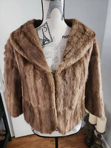VINTAGE CAPE COAT BROWN Female Mink Fur CAPE Stole Wrap Bridal Wedding - Picture 1 of 15
