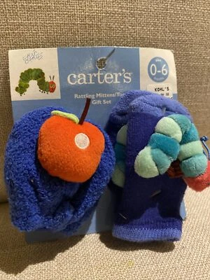 Eric Carle Carters baby boy rattling mittens toes gift set NEW - Image 1 of 3