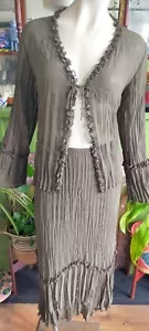 Two Piece Precis Petits Size 14 Skirt & Top Olive Green Y2K 90s - Picture 1 of 7