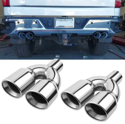 Silenciador de tubo de escape doble de acero inoxidable para Chevy Silverado 1500 2x 2,5" en 3,5" Foto 1 de 4