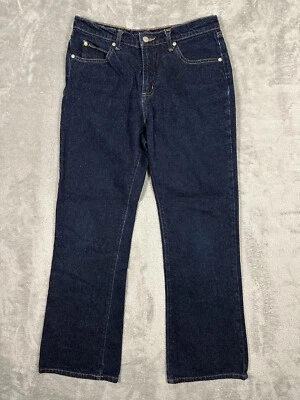 Pantalones de mezclilla para mujer azul asfalto talla 7 pierna ancha tiro medio azul lavado oscuro 100 % algodón Foto 1 de 4