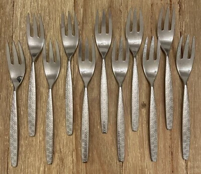 Noritake Flatware Allegro SALAD FORKS Set of 11 Vintage Mid Century Stainless - Image 1 of 3