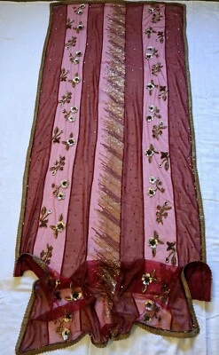 Vintage oro rojo cobre lentejuelas bordado seda mezcla sari boho abrigo danza del vientre Foto 1 de 4
