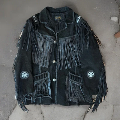 Scully бахрома кожаная куртка 48 черный Western ковбой верхняя одежда Калифорния - Изображение 1 из 4