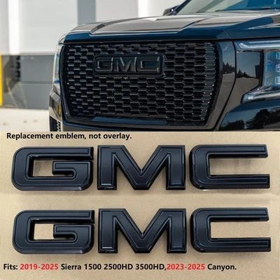 2x OEM Grille Tailgate Black GMC Emblem for Badge 2019+ Sierra 1500 2500HD Matt - Image 1 of 4