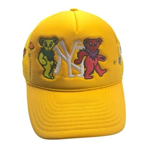 New York Yankees Grateful Dead Dancing Bears Trucker Hat Amarillo Snapback Raro - Imagen 1 de 11