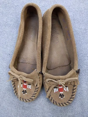 Zapatos Mocasín Minnetonka Para Mujer Talla 6 Cuentas Thunderbird Gamuza Informal Comodidad Foto 1 de 4