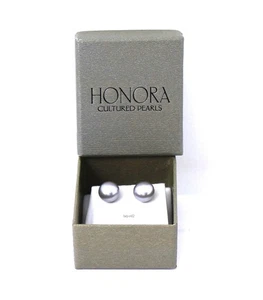 PENDIENTES HONORA plata gris perla plata esterlina 9 mm nuevos en caja 🎁 - Imagen 1 de 4
