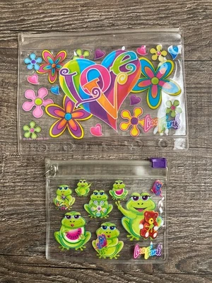 Лиза Фрэнк прозрачный монета сумочки лот - лягушки и любовь - маленький - редкая - винтажный - Изображение 1 из 4