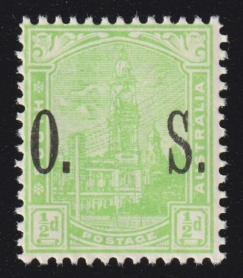 1900 South Australia Yellow-green  ½d Overprint O.S. Stamp MUH CV £25.00 - D58 - Image 1 of 2