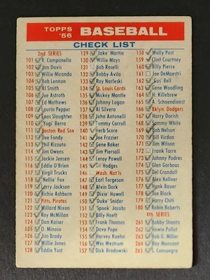1956 Topps Baseball #NNO Checklist 2/4 2nd/4th Series G-VG MARKED Low Shipping - Image 1 of 2