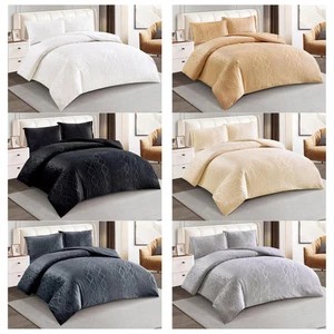 Luxury 4 pcs Velvet Complete Bedding Set Duvet Cover Fitted Sheet & Pillowcases - Picture 1 of 7