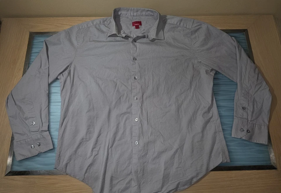 Camisa social Alfani masculina slim fit elástica cinza XL 17-17.5 34/35 longa  - Imagem 1 de 4