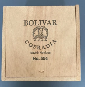 Bolívar 1985 Cofradía Nº 554 Caja de cigarros de madera 6"x6"x4,5" Valet Humidor Cartera - Imagen 1 de 7