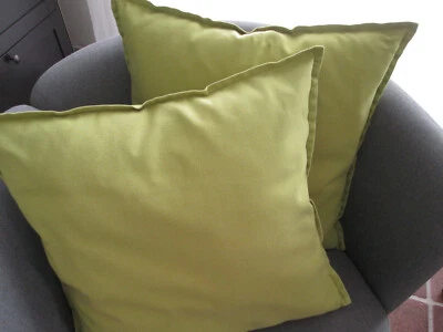 2x Ikea Deko Kissen Sofakissen Hülle mit Innenkissen lind grün / grau  50 x 50 - Bild 1 von 4