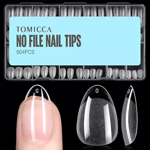 Short Almond Nail Tips, 504Pcs Soft Gel Nail Tips, 12 Sizes Pre-Shaped Half Matt - Picture 1 of 12