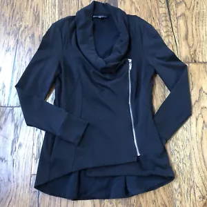 WHITE HOUSE BLACK MARKET Sz 8 Ponte Stretch Asymmetric Draped Jacket Top $140 - Picture 1 of 18