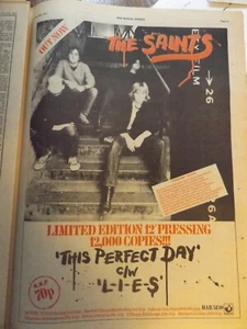 The Saints,full page advert NME 1977 for Punk single 'This perfect day,original - Bild 1 von 1