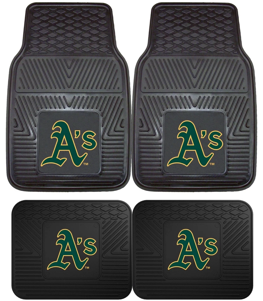 Oakland A's Heavy Duty Car Truck Floor Mats - 4 Piece Set (Front and Rear) - Image 1 of 1