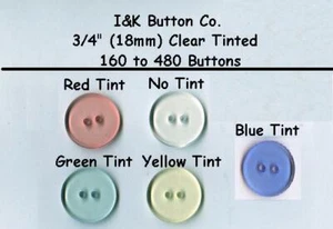 160 uds. a 1000 uds. Botones Tintados Transparentes 2 Agujeros 3/4" NUEVO 19mm para Diademas - Imagen 1 de 1