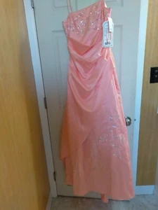 jodi kristopher peach long prom dress size 7 - Picture 1 of 4