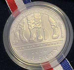 2010 US Mint Disabled Veterans Commemorative Silver Dollar $1 Gem Unc W/Box coa - Picture 1 of 4