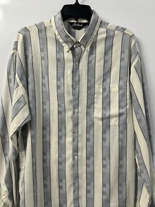 Hutspak gestreiftes Button Down Hemd Langarm Tasche Made in USA L - Bild 1 von 6