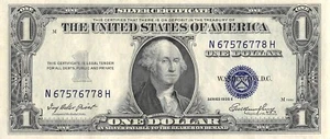 USA / Silver Certificate $1 Series 1935 E Block N-H Circulated Banknote QZ45 - Picture 1 of 2