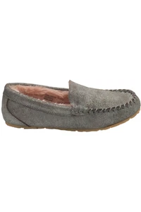 Clarks Faux Fur Lined Moccasin Slippers Silver Metallic - Picture 1 of 3