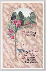 Eine Geburtstagsgrußbotschaft Blumen Postkarte - Bild 1 von 2