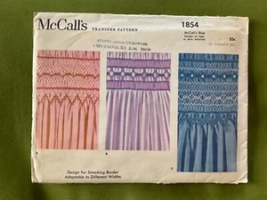 Vintage 70S McCall’s #1854 3 Design Smocking Transfer Pattern Uncut - Picture 1 of 1