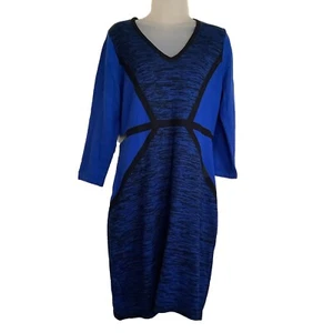 Calvin Klein Tweed Sweater Knit Dress Womens Large Career Office Casual Stretch - Picture 1 of 7