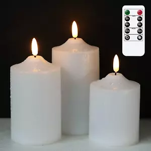 Waterproof LED Flickering Flameless Candles Battery Operated with Remote Timer, - Picture 1 of 12