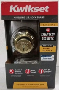 Kwikset Latón Pulido Monocilíndrico Cerrojo/Llave Seguridad 99800-120 - Imagen 1 de 1