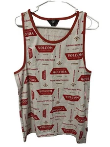 Volcom Tank Top Shirt Adult Mens Small White & Red Logo - Picture 1 of 3