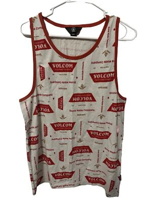 Volcom Tank Top Shirt Adult Mens Small White & Red Logo - Image 1 of 3