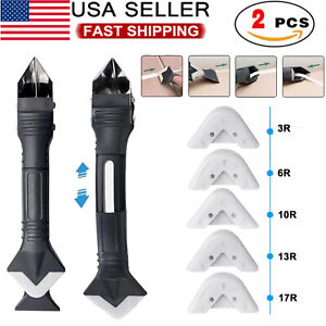2PC 3in1 Silicone Scraper Caulking Grouting Sealant Finishing Clean Remover Tool