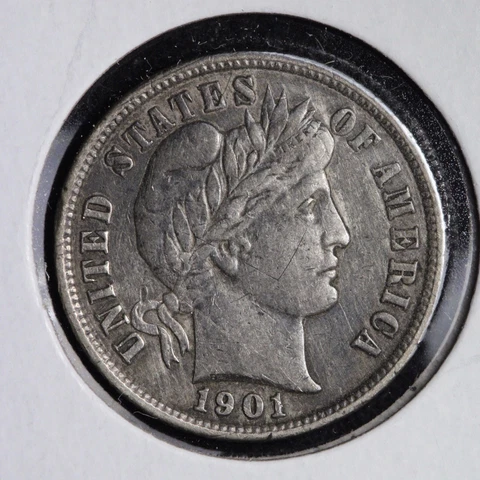 1901 Barber Silver Dime CHOICE XF+/AU E208 GCN Cover