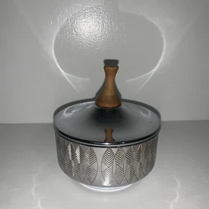 Mid Century Modern Hellerware Chromium Covered Sugar Bowl With Wooden Finial Lid - Picture 1 of 4