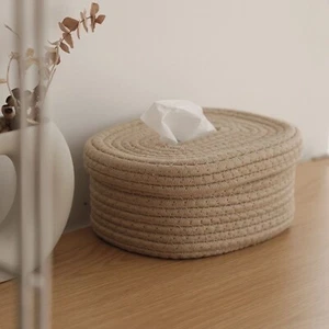 Caja de pañuelos recargable para múltiples usos estilo nórdico de lino algodón - Imagen 1 de 6
