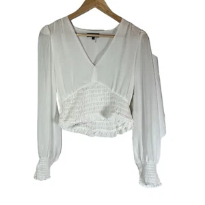 1.state Long Sleeve Smocked Waist V-Neck Top Color 103 New Ivory Size Medium $79 - Picture 1 of 6