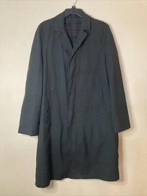 Vintage 60s BRENT Glen Plaid Wool  Trench Over Coat With Liner Men's Large USA - Image 1 of 4
