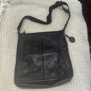 THE SAK Iris Black Pebbled Leather Adjustable Crossbody Purse Shoulder Bag EUC - Picture 1 of 13