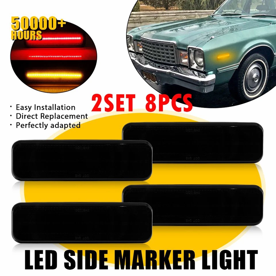 Luz de señalización lateral LED ahumada para parachoques trasero y delantero 8 para Dodge Omni/72-76 79-84 Foto 1 de 4