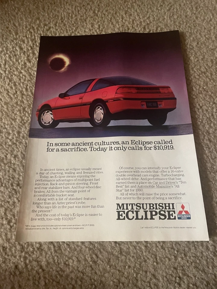 Coche MITSUBISHI ECLIPSE 1990 vintage estampado rojo Foto 1 de 1